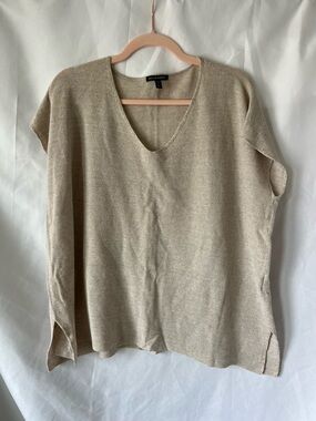 Women’s EILEEN FISHER Tan* Organic Cotton/Linen Blend Tunic Tank